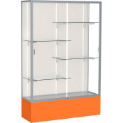 Spirit Display Case Orange Base, Satin Frame, Fabric Back 48"W x 16"D x 72"H