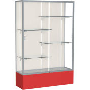 Spirit Display Case Red Base, Satin Frame, Fabric Back 48"W x 16"D x 72"H