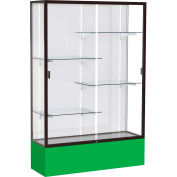 Spirit Display Case Kelly Green Base, Bronze Frame, White Back 48"W x 16"D x 72"H