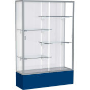 Spirit Display Case Navy Base, Satin Frame, White Back 48"W x 16"D x 72"H