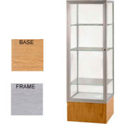 Keepsake Display Case Light Oak Vinyl Base, Satin Frame, Mirror Back 24"W x 72"H