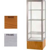 Keepsake Display Case Carmel Oak Base, Satin Frame, Mirror Back 24"W x 72"H