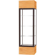 Keepsake Floor Display Case 24"W x 72"H x 24"D Natural Oak Base Clear Back Dark Bronze Frame