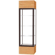 Keepsake Floor Display Case 24"W x 72"H x 24"D Light Oak Base Clear Back Dark Bronze Frame