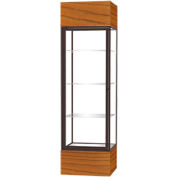 Keepsake Floor Display Case 24"W x 72"H x 24"D Carmel Oak Base Clear Back Dark Bronze Frame