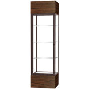Keepsake Floor Display Case 24"W x 72"H x 24"D Walnut Base Clear Back Dark Bronze Frame