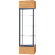Keepsake Floor Display Case 24"W x 72"H x 24"D Light Oak Base Clear Back Satin Natural Frame