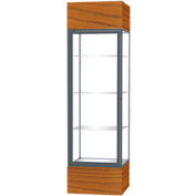 Keepsake Floor Display Case 24"W x 72"H x 24"D Carmel Oak Base Clear Back Satin Nat. Frame