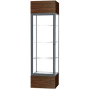 Keepsake Floor Display Case 24"W x 72"H x 24"D Walnut Base Clear Back Satin Natural Frame