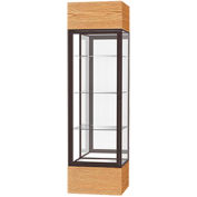 Keepsake Floor Display Case 24"W x 72"H x 24"D Light Oak Base Mirror Back Dark Bronze Frame