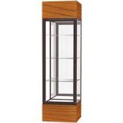 Keepsake Floor Display Case 24"W x 72"H x 24"D Carmel Oak Base Mirror Back Dark Bronze Frame