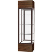Keepsake Floor Display Case 24"W x 72"H x 24"D Walnut Base Mirror Back Dark Bronze Frame