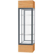 Keepsake Floor Display Case 24"W x 72"H x 24"D Light Oak Base Mirror Back Satin Natural Frame