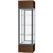 Keepsake Floor Display Case 24"W x 72"H x 24"D Walnut Base Mirror Back Satin Natural Frame