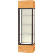 Keepsake Floor Display Case 24"W x 72"H x 24"D Natural Oak Base Plaque Back Dark Bronze Frame