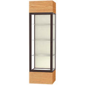 Keepsake Floor Display Case 24"W x 72"H x 24"D Light Oak Base Plaque Back Dark Bronze Frame