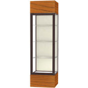 Keepsake Floor Display Case 24"W x 72"H x 24"D Carmel Oak Base Plaque Back Dark Bronze Frame