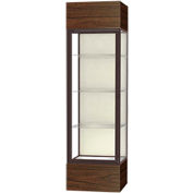 Keepsake Floor Display Case 24"W x 72"H x 24"D Walnut Base Plaque Back Dark Bronze Frame
