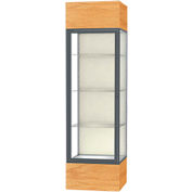 Keepsake Floor Display Case 24"W x 72"H x 24"D Natural Oak Base Plaque Back Satin Nat. Frame