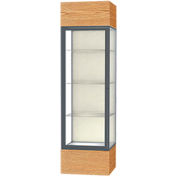 Keepsake Floor Display Case 24"W x 72"H x 24"D Light Oak Base Plaque Back Satin Natural Frame