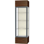 Keepsake Floor Display Case 24"W x 72"H x 24"D Walnut Base Plaque Back Satin Natural Frame