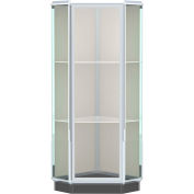 Prominence Corner Case, Plaque Back, Chrome Frame, 28"L x 77"H x 28"D