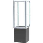 Prominence Spotlight Tower Case, Clear Glass Back, Chrome Frame, Locking Base, 24"L x 72"H x 24"D