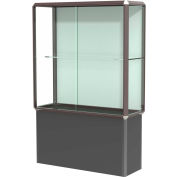 Prominence Spotlight Floor Case, Plaque Back, Bronze Frame, Locking Black Base, 48"L x 72"H x 18"D