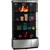Quantum Display Case Brushed Silver, Black Laminate Back 42"W x 12"D x 73"H