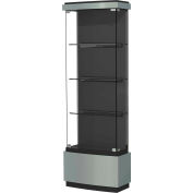 Quantum Display Case Brushed Silver, Black Laminate Back 29"W x 12"D x 73"H