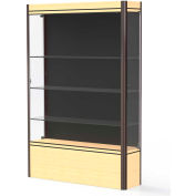 Contempo Lighted Floor Case, Black Back, Light Maple Base, Dark Bronze Frame, 48"L x 72"H x 14"D
