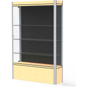 Contempo Lighted Floor Case, Black Back, Light Maple Base, Satin Frame, 48"L x 72"H x 14"D