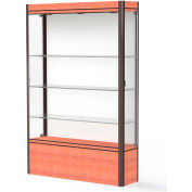 Contempo Lighted Floor Case, White Back, Cherry Base, Dark Bronze Frame, 48"L x 72"H x 14"D