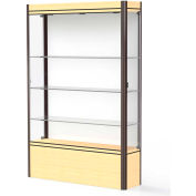 Contempo Lighted Floor Case, White Back, Light Maple Base, Dark Bronze Frame, 48"L x 72"H x 14"D