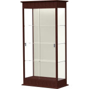 Varsity Lighted Floor Case, Sliding Doors, Plaque Back, Espresso Frame, 36"L x 77"H x 18"D