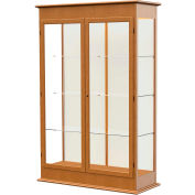 Varsity Display Case Carmel Oak, Fabric Back, Hinged Door 48"W x 18"D x 77"H