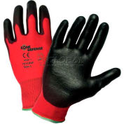 Zone Defense Red Nylon Shell Coated Gloves, Black Nitrile Palm Coat, Large - Pkg Qty 12