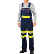 Dickies Bib Overall W/ Yellow Tape VB505NB, Non-ANSI, Indigo Blue, Size 42 32