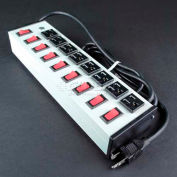Wiremold Power Strip, 8 Individually Switched Outlets, 15A, 6' Cord