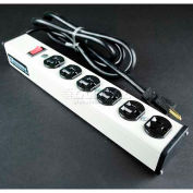 Wiremold ULB620-15 Multi-Outlet Power Unit, 120V, 20A, 13-1/4"L, 6 Outlets, 15' Cord