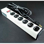 Wiremold ULB620-6 Multi-Outlet Power Unit, 120V, 20A, 13-1/4"L, 6 Outlets, 6' Cord