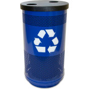 Stadium Series® 35 Gallon Recycling Unit, 2 Hole Flat Top Lid, Blue Streak II - SC35-02-BL-FHH