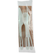 World Centric TPLA Compostable Cutlery, Knife/Fork/Spoon/Napkin, 6", White, 250/Carton