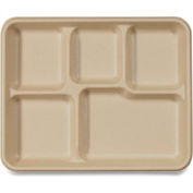 World Centric Fiber Trays, School Tray, 5-Compartments, 8.5 x 10.5 x 1, Natural, 400/Carton