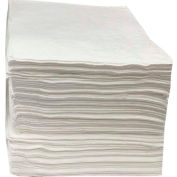 Global Industrial™ Oil Only Sorbent Pads, Medium-weight, 15"W x 18"L, White, 100/Pack