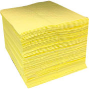 Global Industrial Hazmat Sorbent Pads, Heavyweight, 15"W x 18"L, Yellow, 100/Pack
