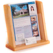 Wooden Mallet Countertop Literature Display with Business Card Pocket, Light Oak