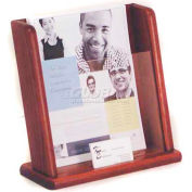Wooden Mallet Countertop Literature Display with Business Card Pocket, Mahogany