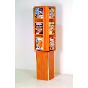 Free Standing 12 Pocket Rotary Literature Display - Medium Oak