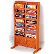 Wooden Mallet Cascade™ Free-Standing 14 Pocket Magazine Rack, Medium Oak